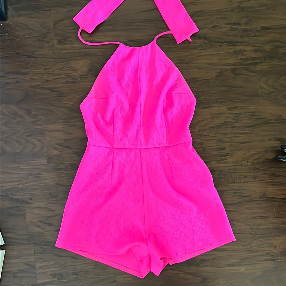 C. Luce Hot Pink Halter Romper Medium